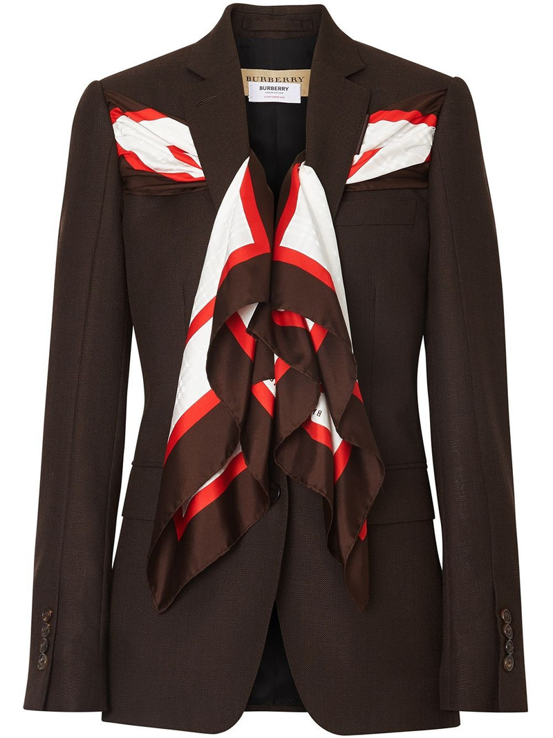 Silk Scarf Detail Wool Tailored Jacket 1