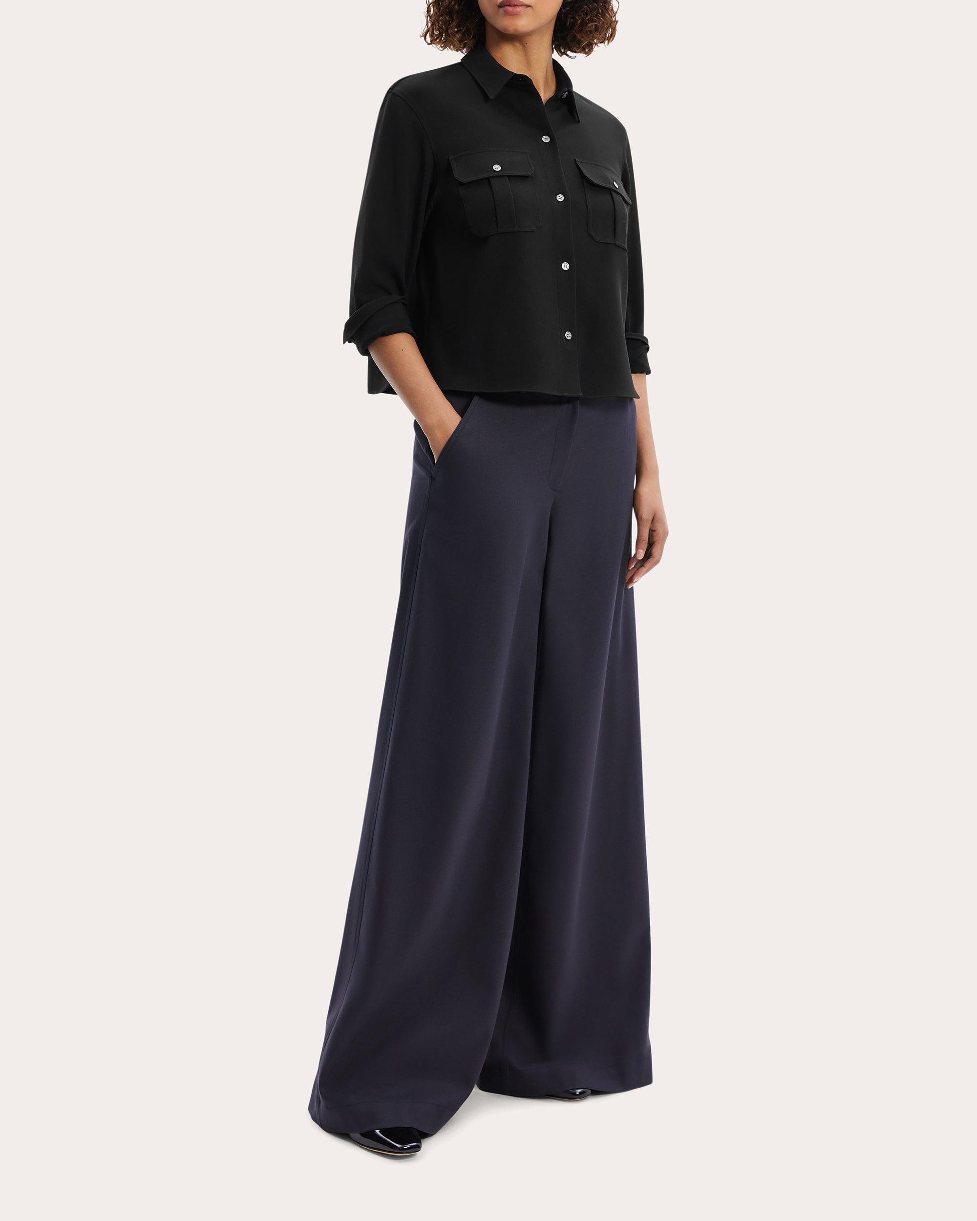 Cape-Effect Crepe Blouse - 5