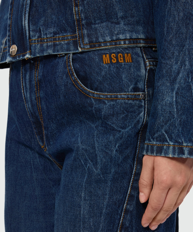 Raw-wash five-pocket denim trousers with leg seam detail 5