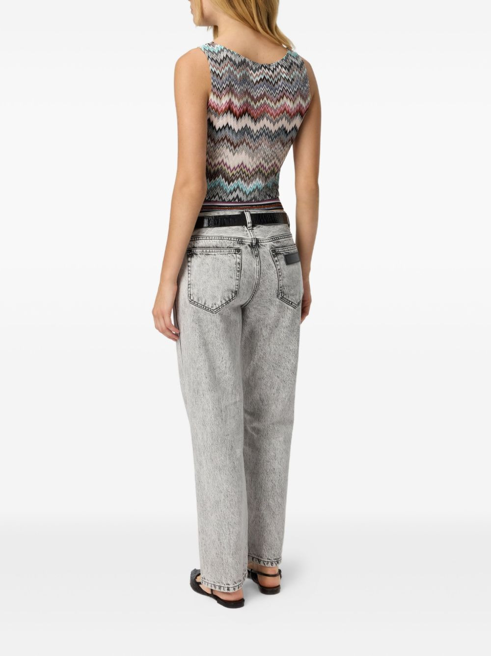 zigzag-pattern sleeveless top - 3