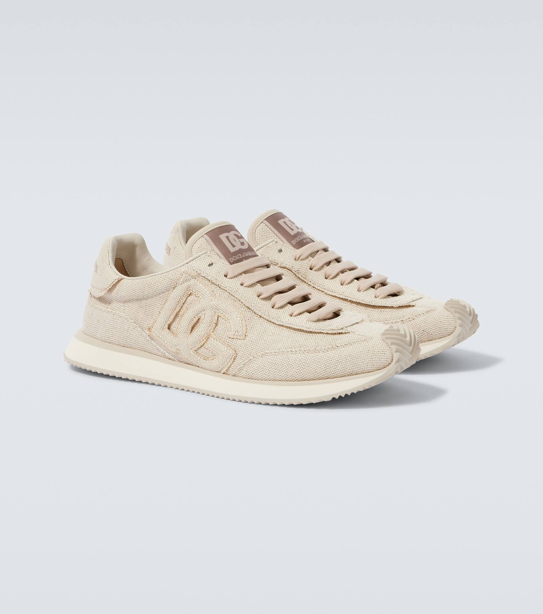 Leather-trimmed canvas sneakers - 5