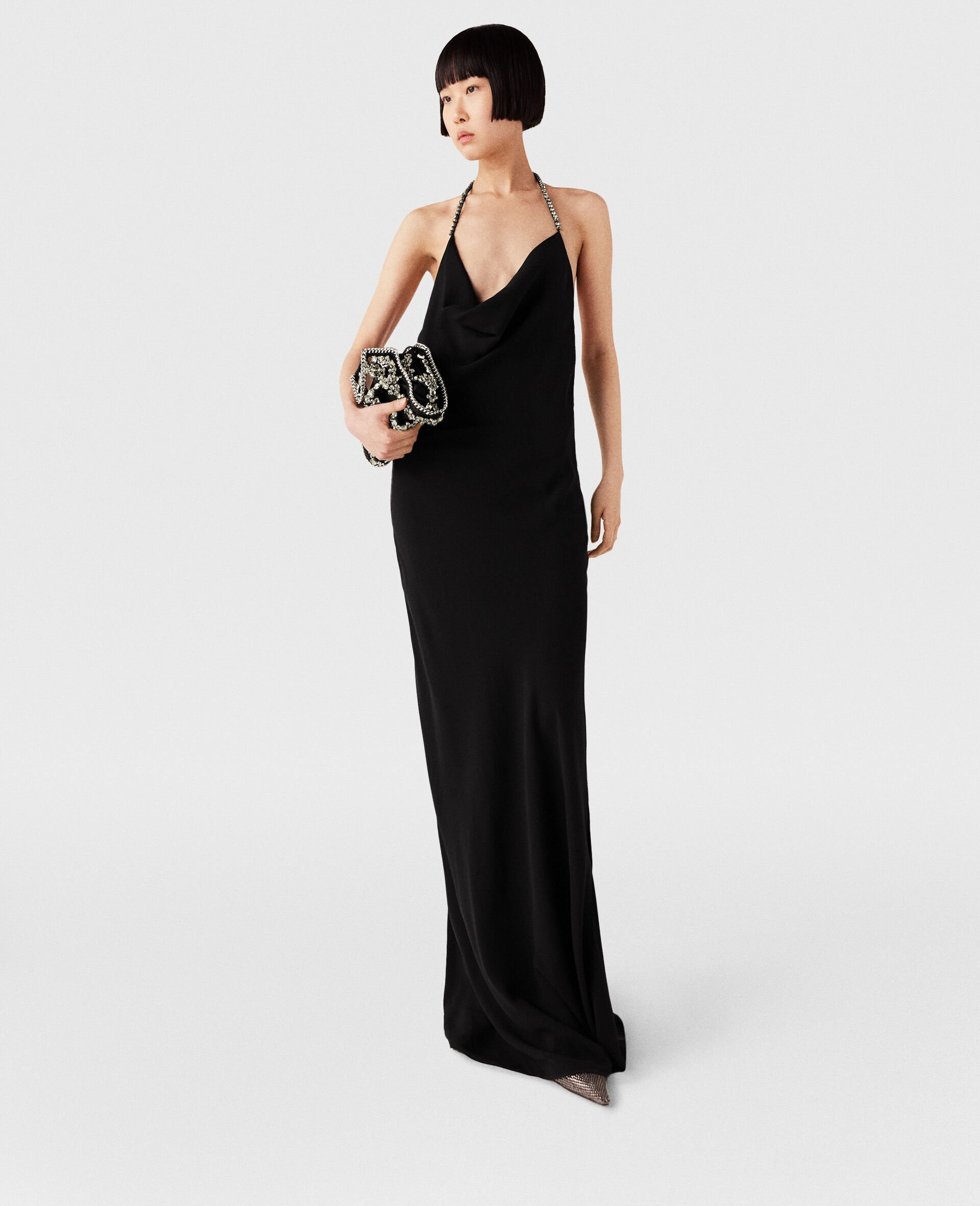 Plunge Crystal Halterneck Maxi Dress - 6