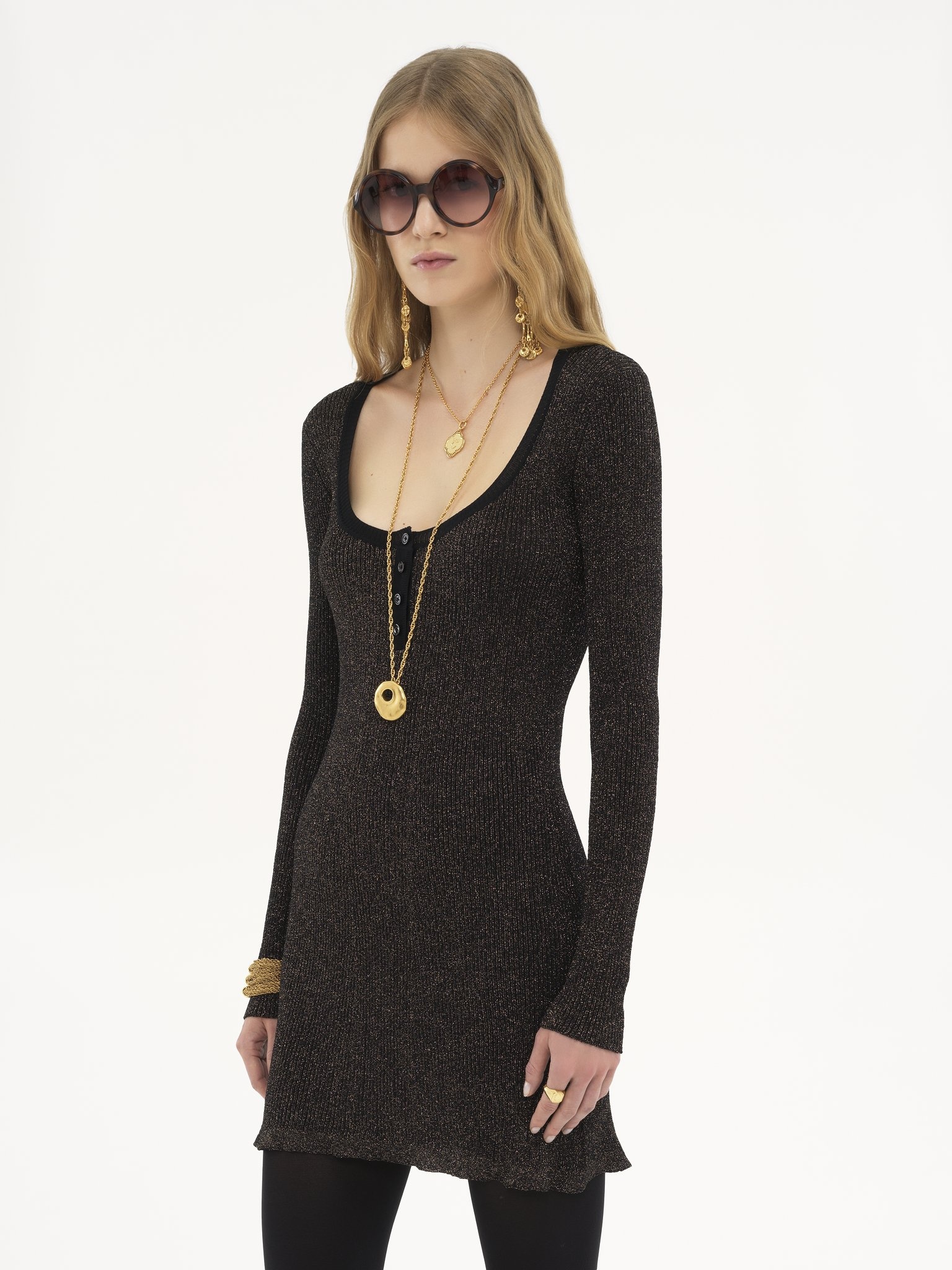 FITTED MINI DRESS IN LUREX KNIT - 4