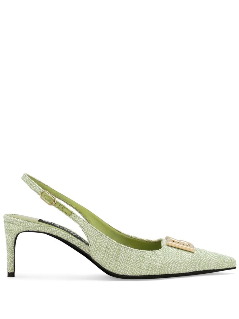 logo-plaque raffia slingback pumps - 1