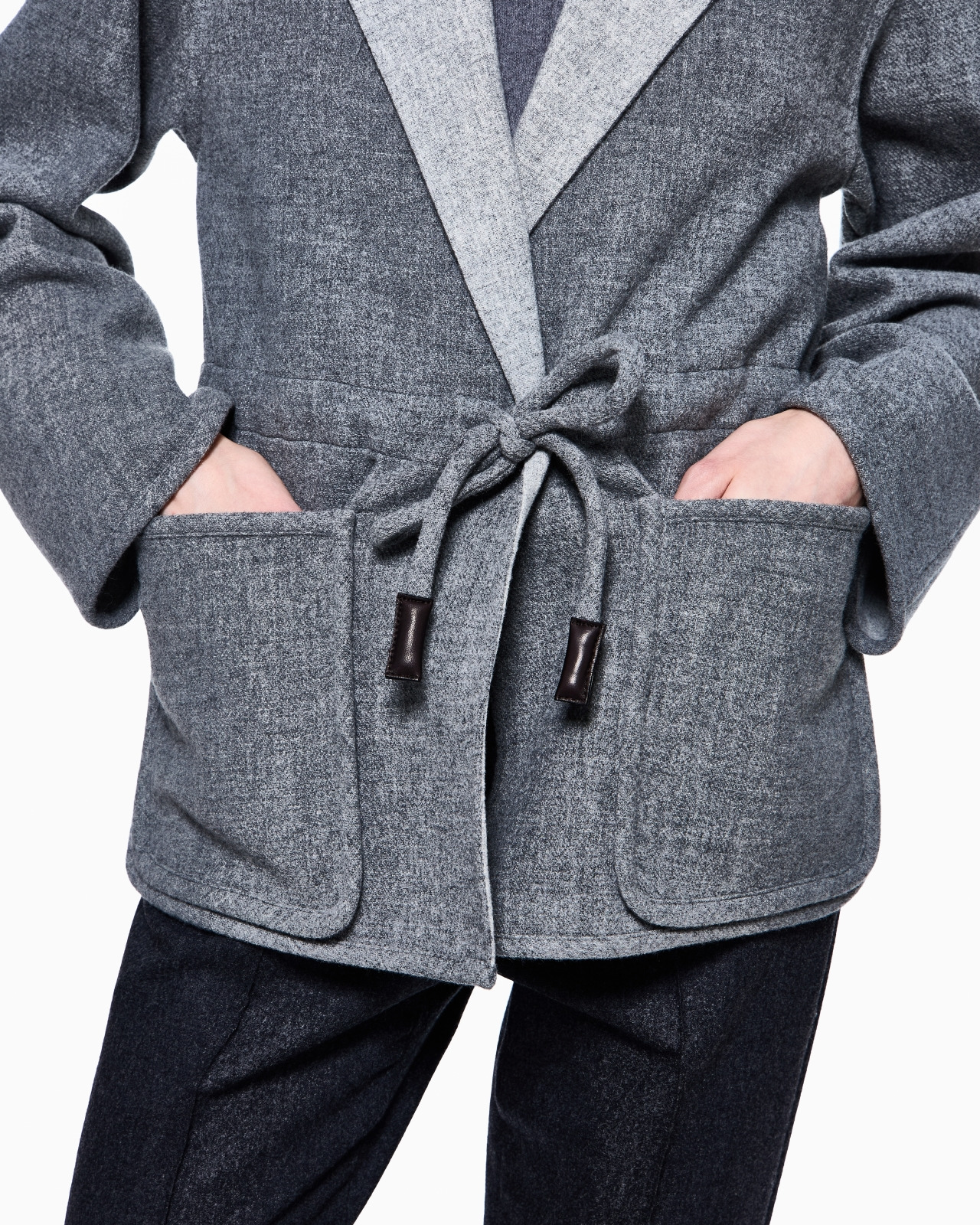 SINGLE-BREASTED JACKET IN WOOL AND CASHMERE DOUBLE CLOTH - 5