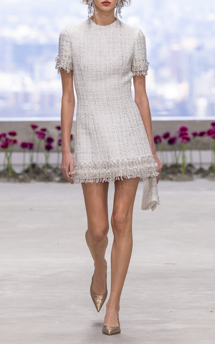 Embellished Tweed Mini Dress ivory - 5