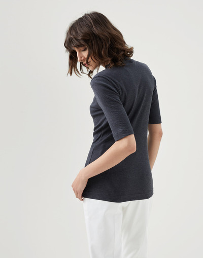 Brunello Cucinelli Cotton ribbed jersey T-shirt with monili outlook