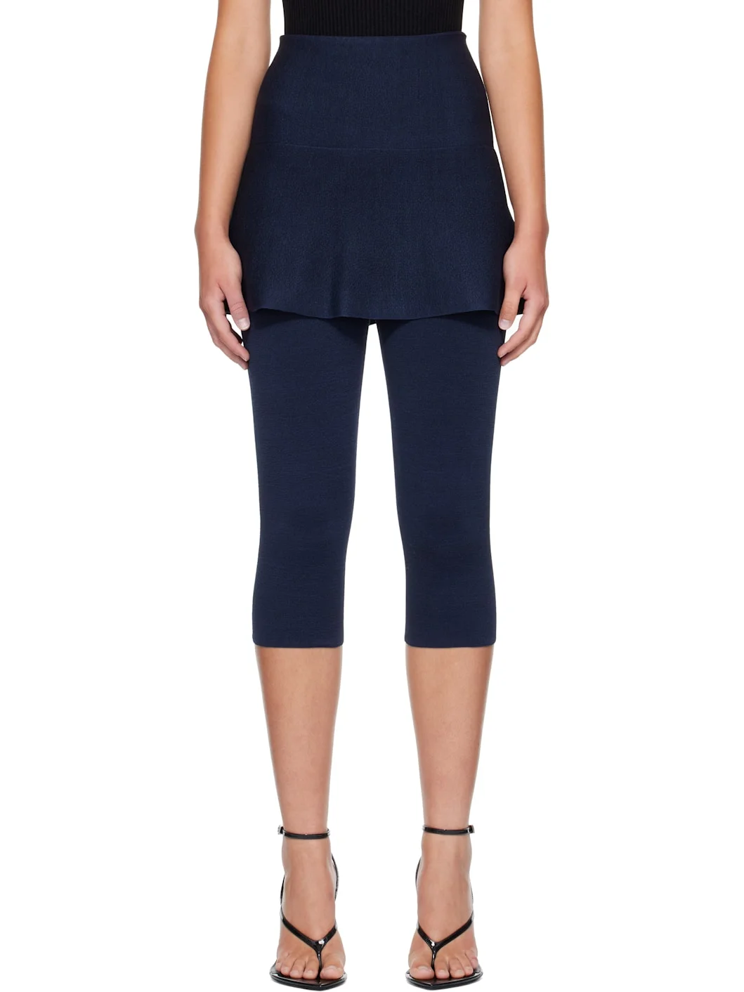 Navy Compact Knit Skirt Leggings - 1