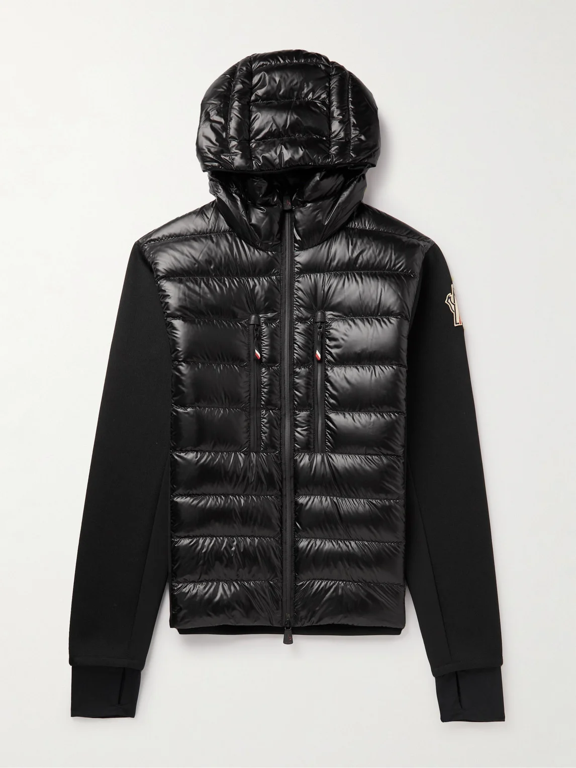 Quilted Shell-Panelled Jersey Hooded Down Jacket - 1