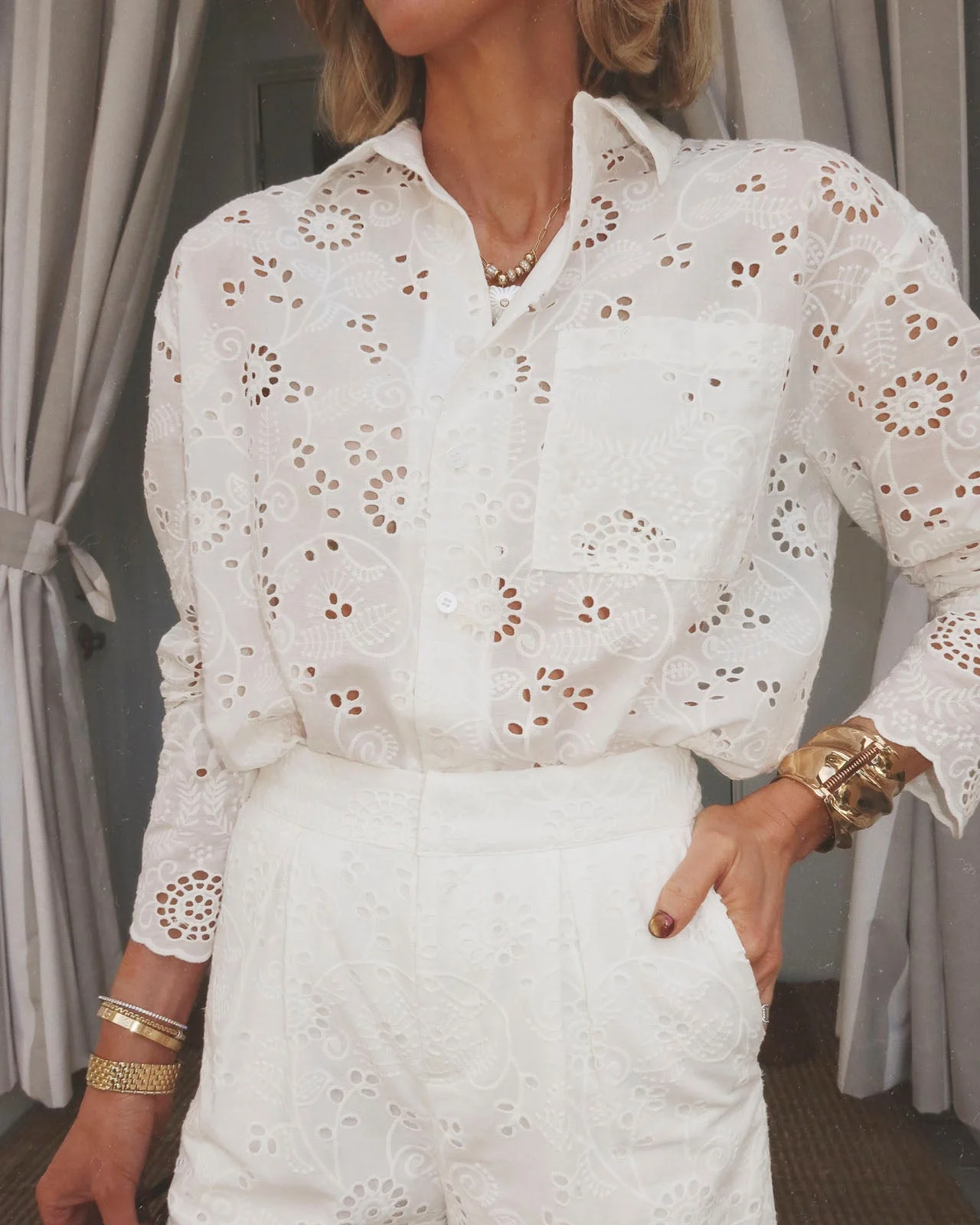 Splendid x @Cellajaneblog Eyelet Button Down - 1