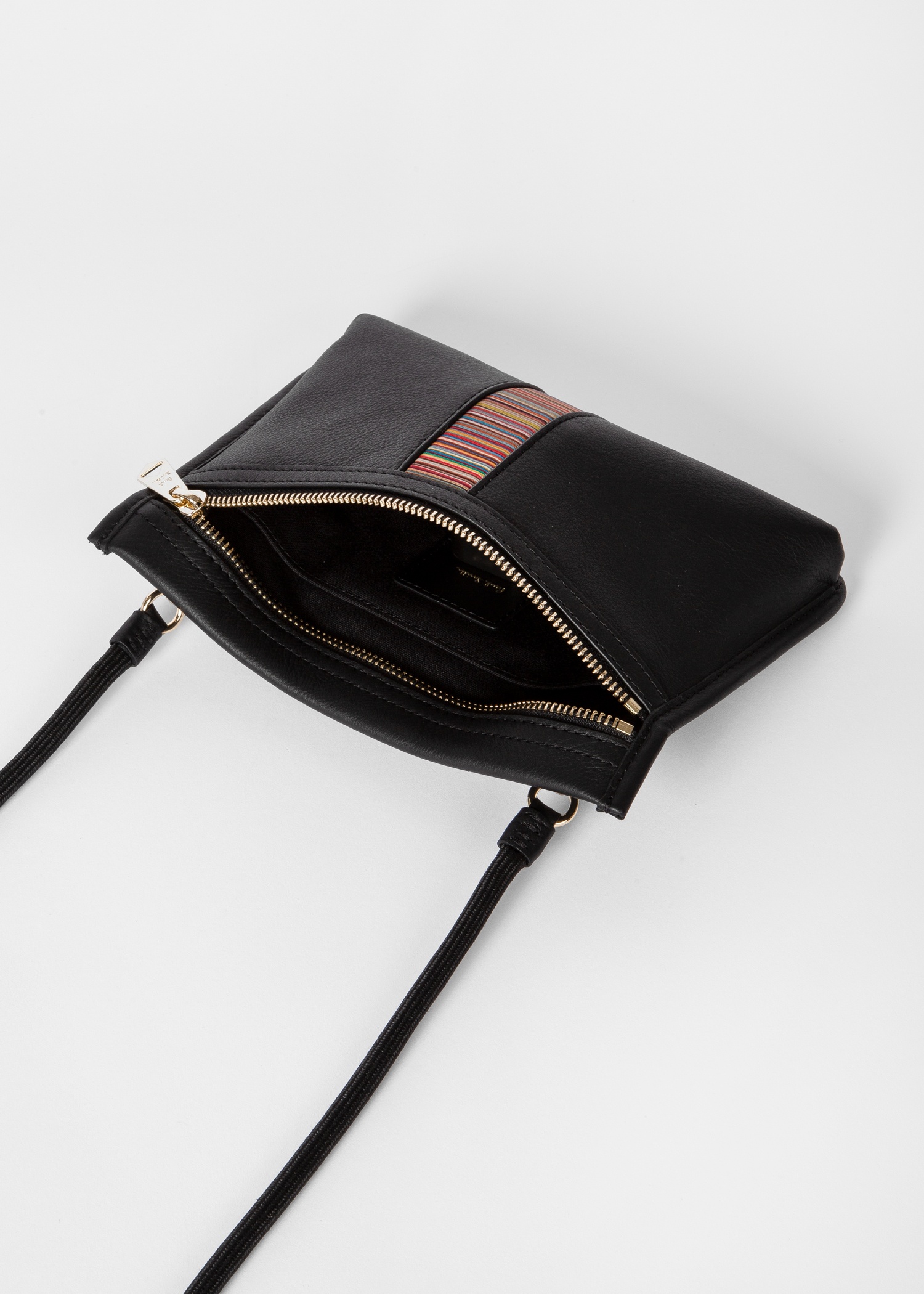 Black Leather 'Signature Stripe' Musette Bag - 5