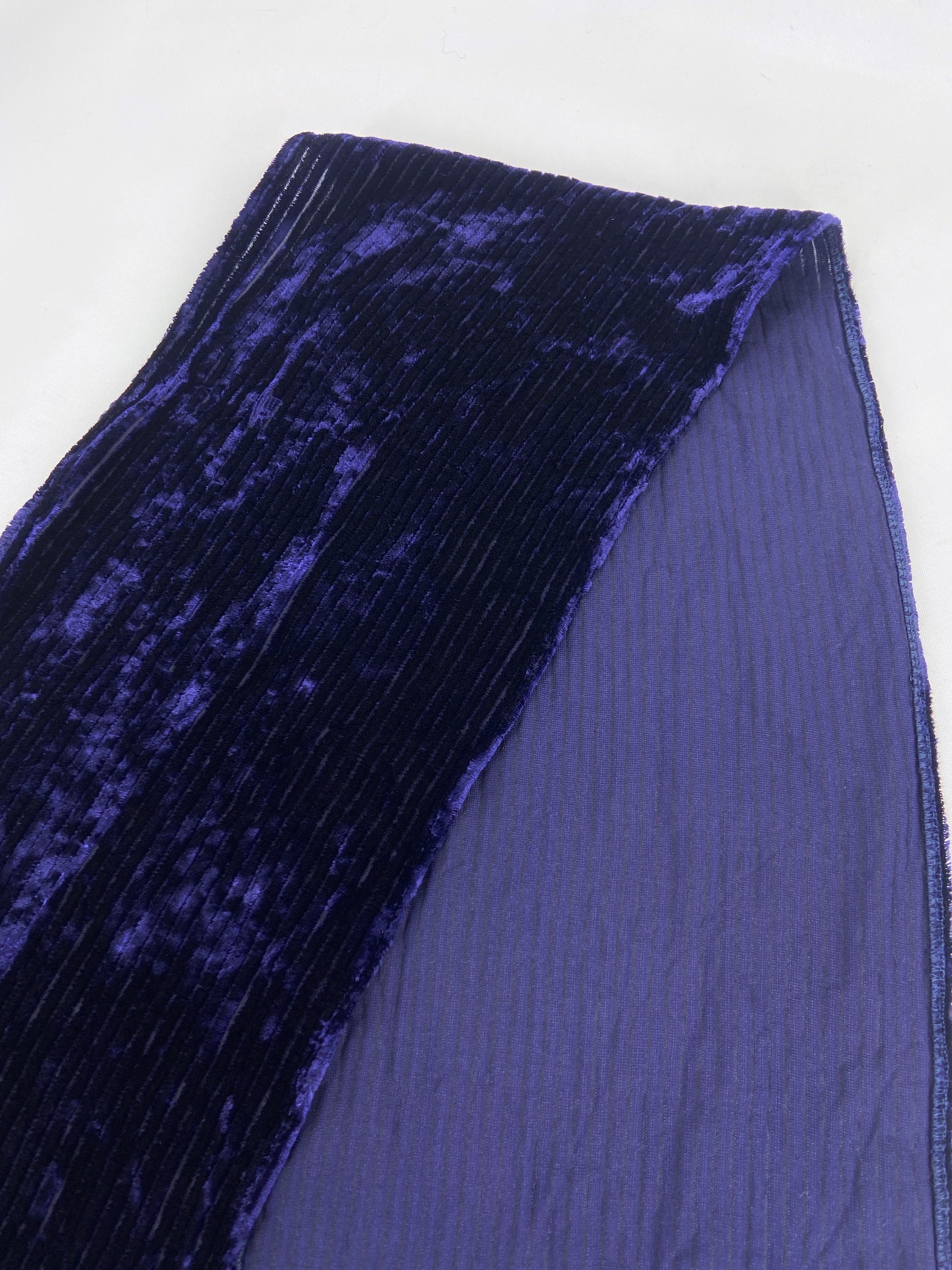 Gucci Fall 1996 Tom Ford Blue Velvet Striped Silk Scarf Neckpiece - 12