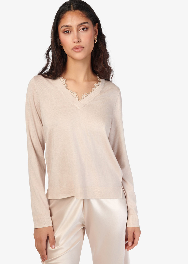 EDWINA SILK CASHMERE SWEATER OAT 1