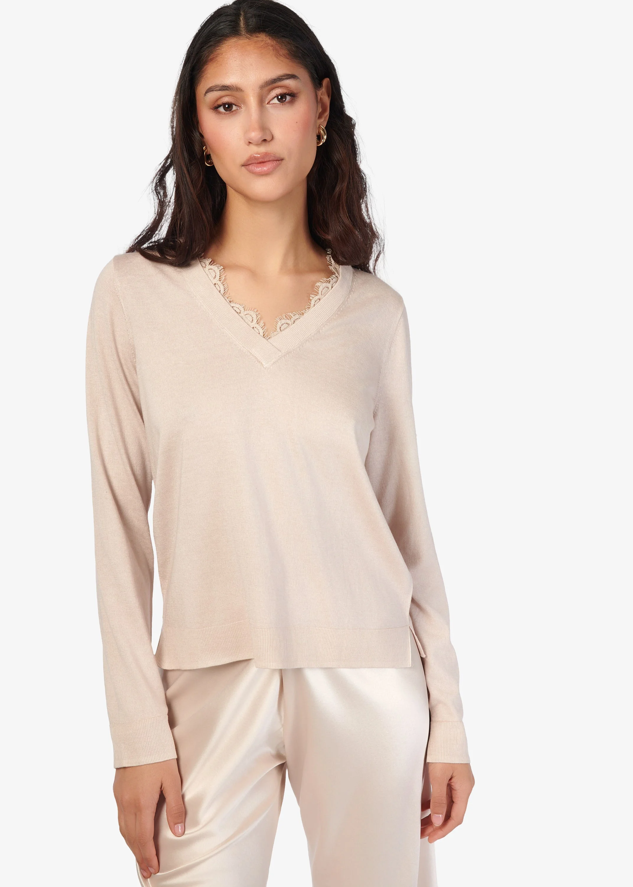 EDWINA SILK CASHMERE SWEATER OAT - 1
