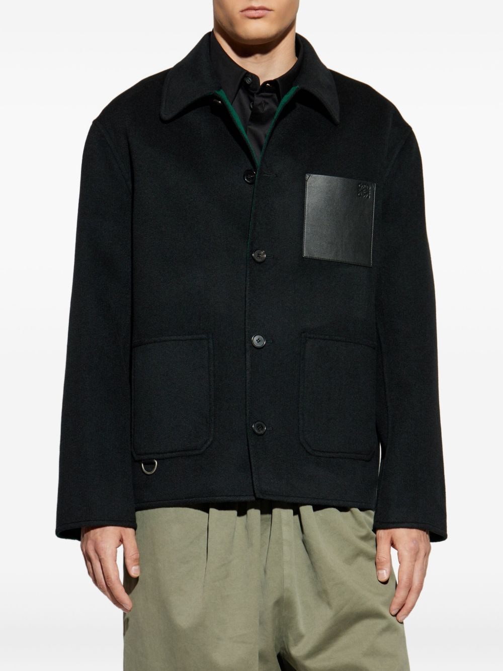 Anagram-debossed wool jacket - 3