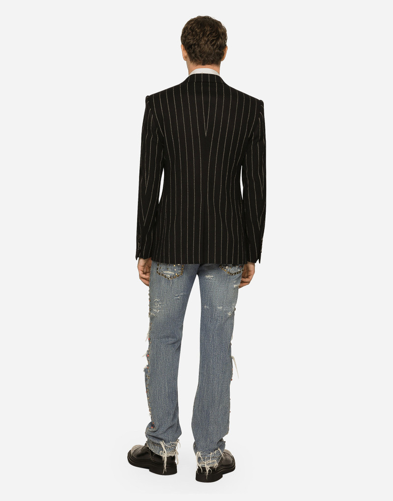 Double-breasted jacket in pinstripe stretch wool 3