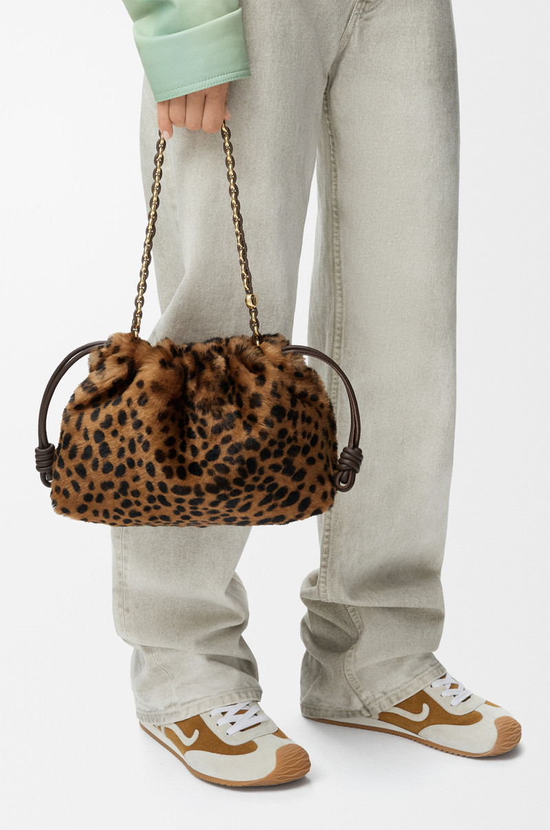 Medium Flamenco purse in printed shearling 4