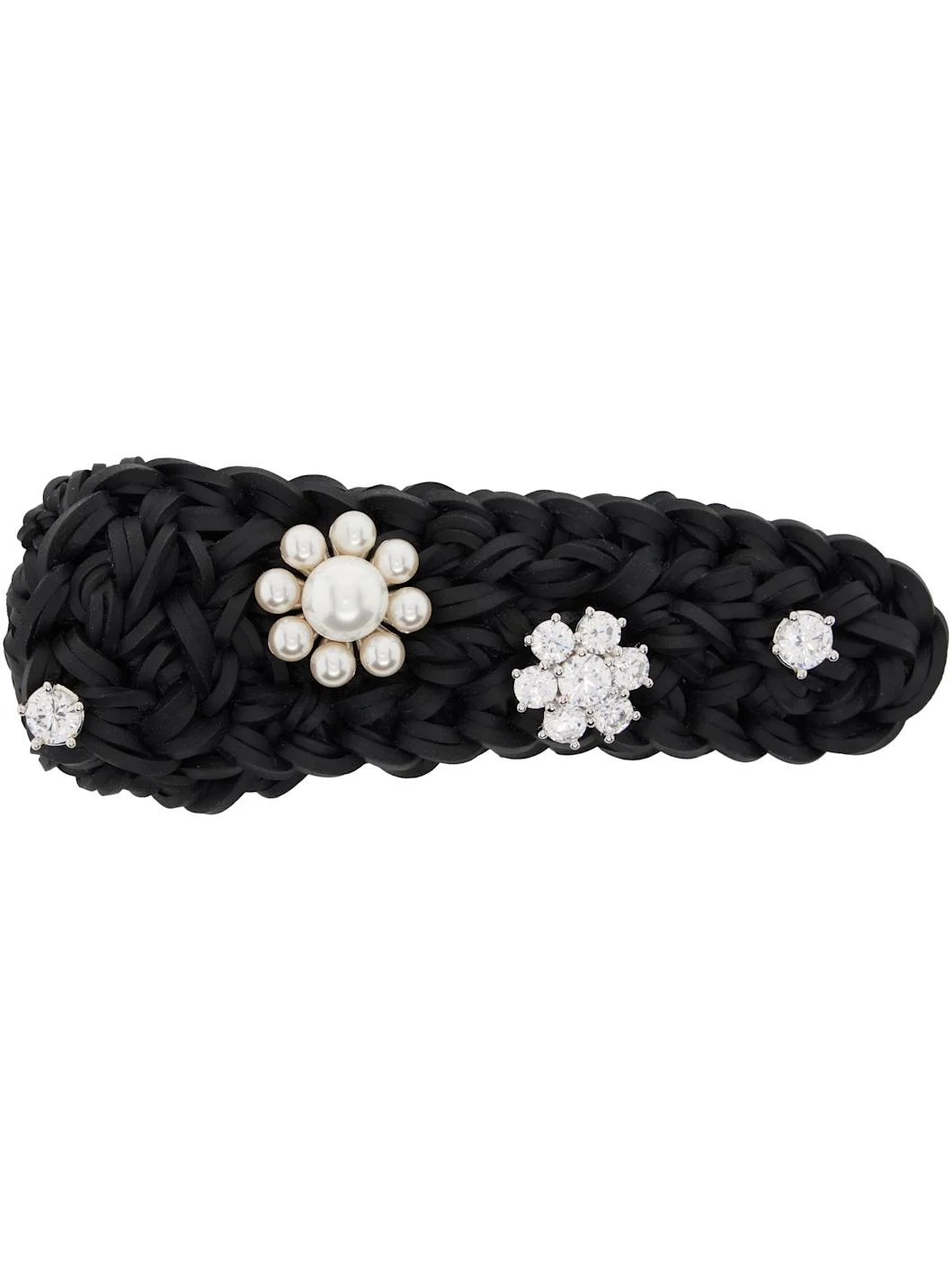 Black Rhinestone Flower Hair Clip - 1