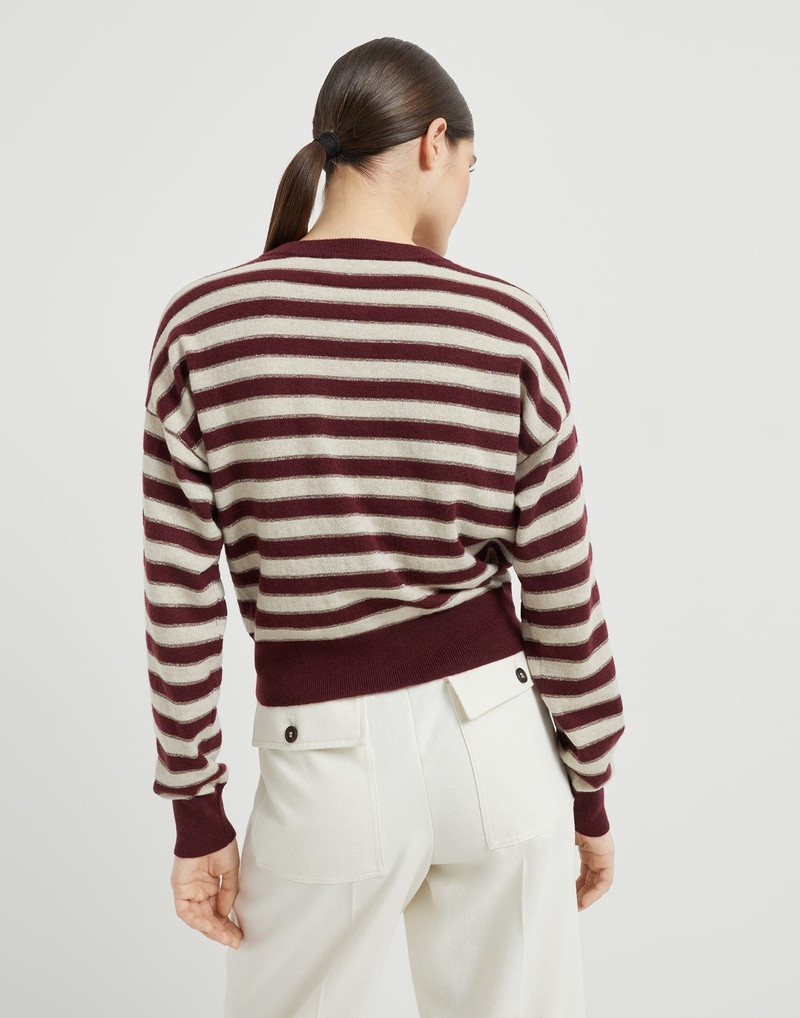 Brunello Cucinelli Cashmere cardigan with sparkling stripes outlook