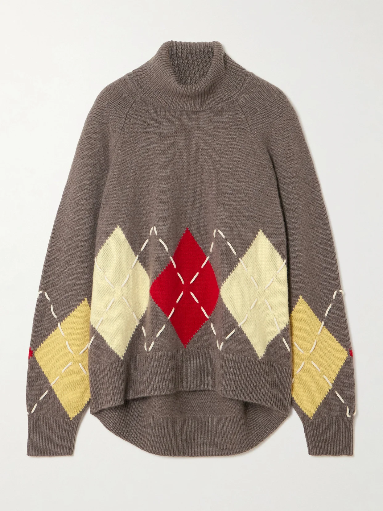 Courchevel Embroidered Argyle Cashmere Sweater - 1