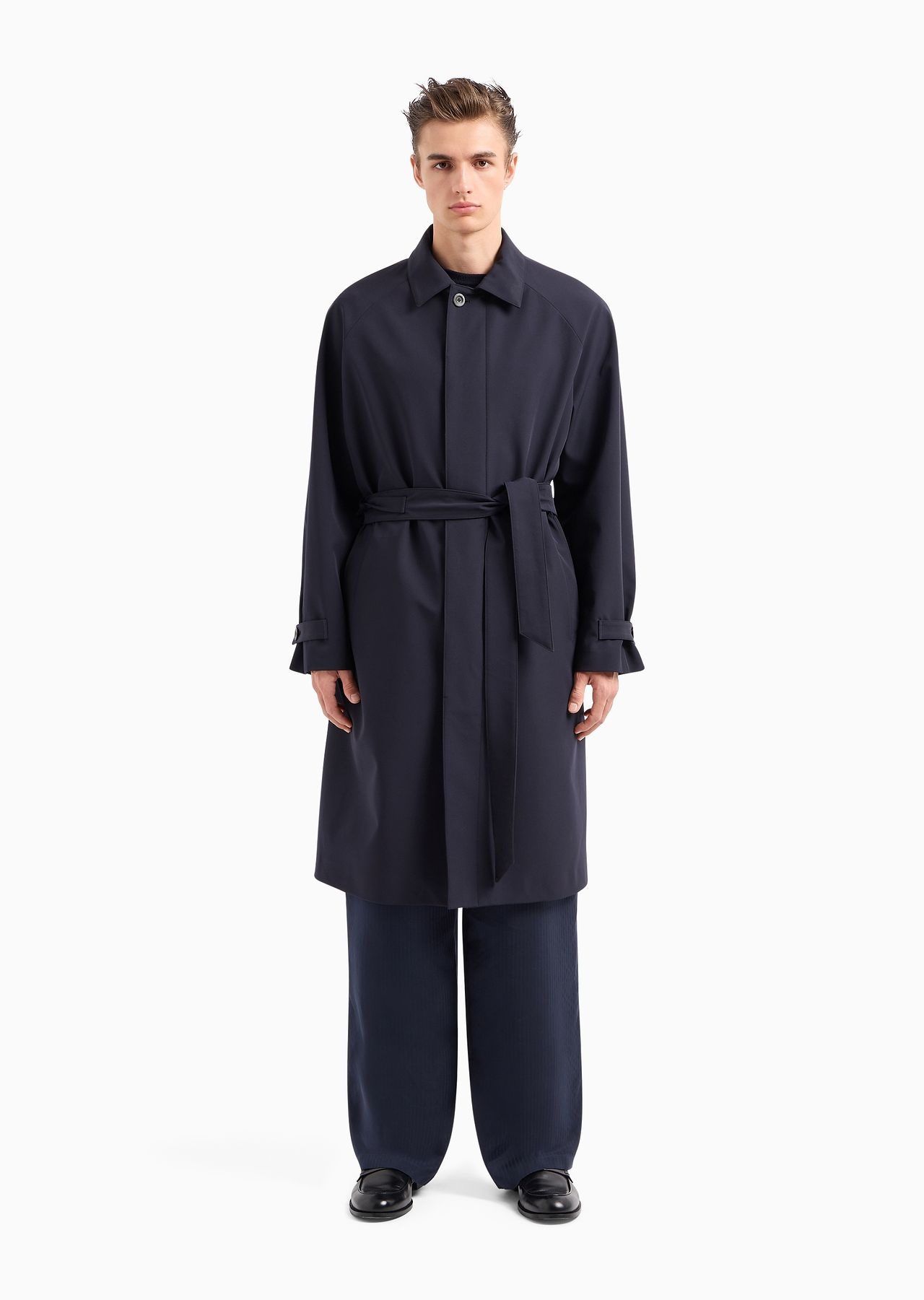 Single-breasted trench coat in technical jersey - 2