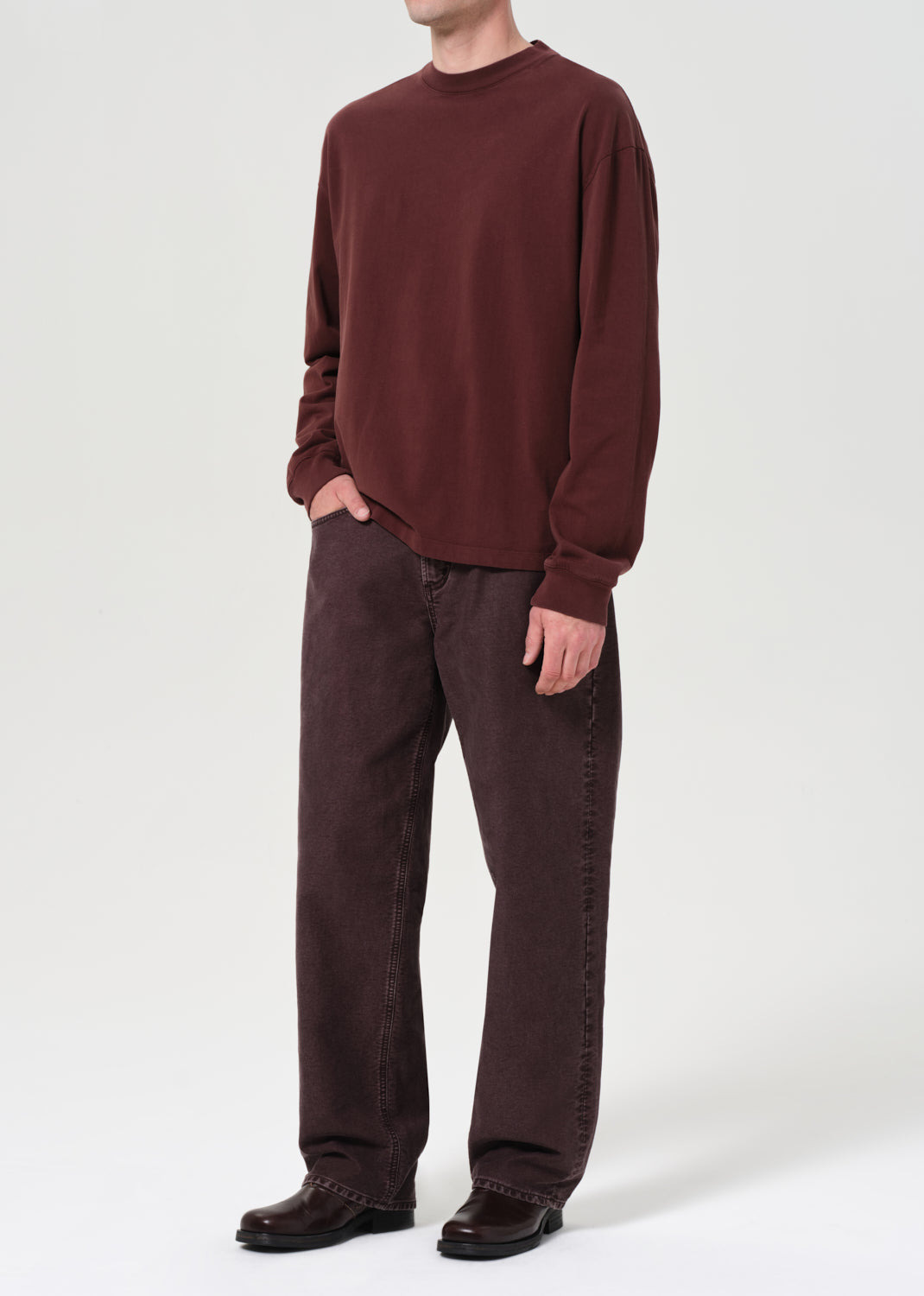 ASHA LONG SLEEVE MOCK NECK TEE IN BITTER ROOT - 6