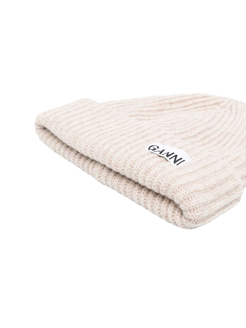 GANNI Logo wool beanie outlook