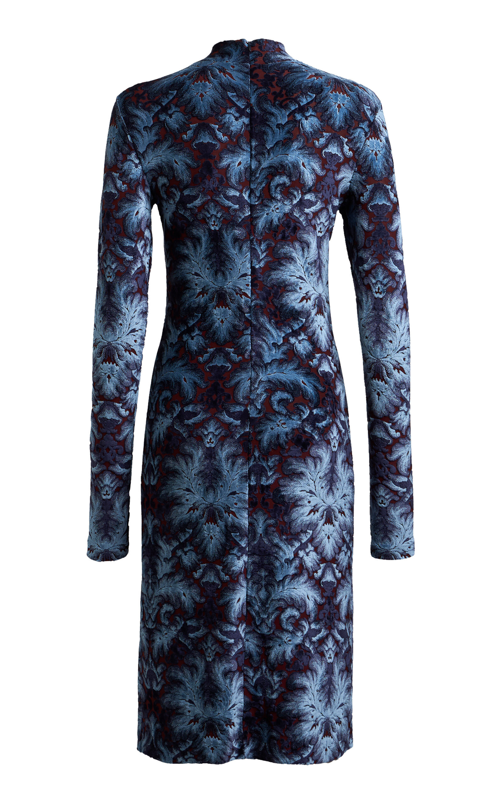 Printed Velvet Midi Dress blue - 5
