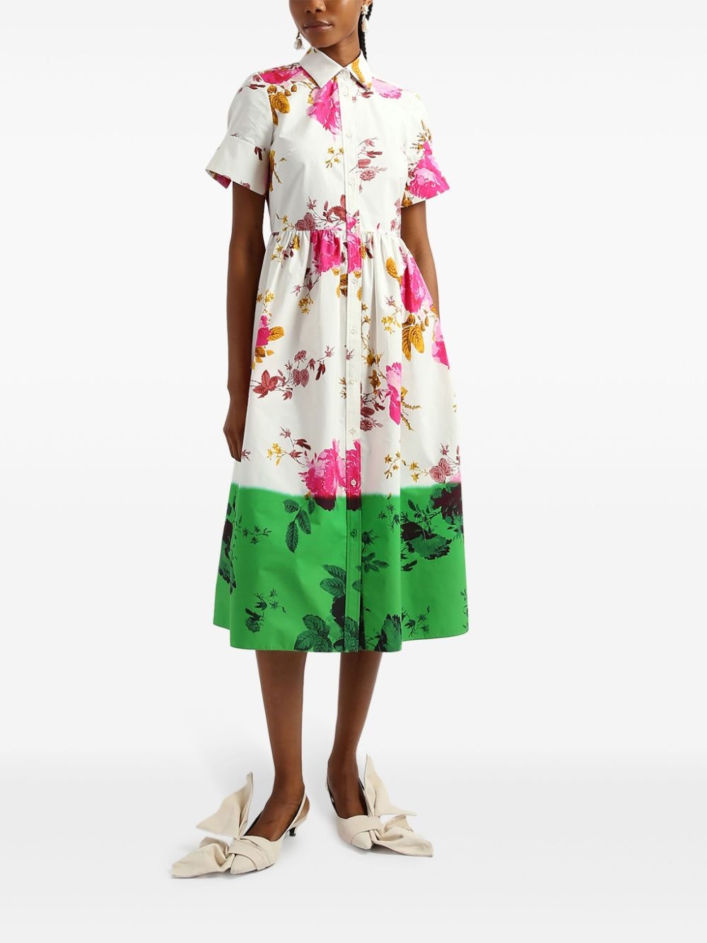 dipped-hem floral-print shirt dress - 4