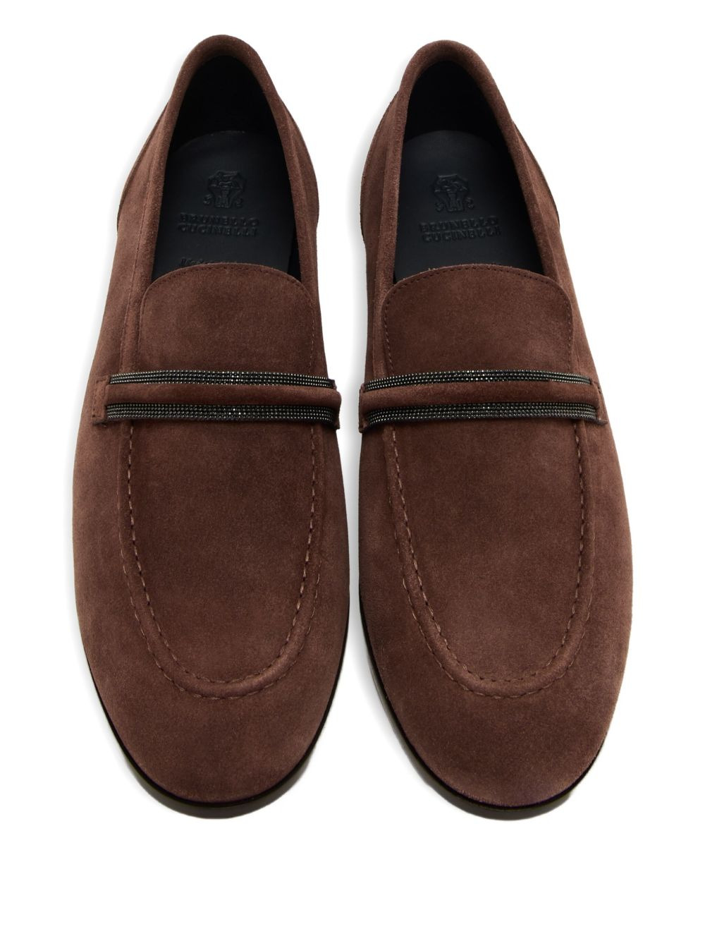 beaded-embellished suede loafers - 2