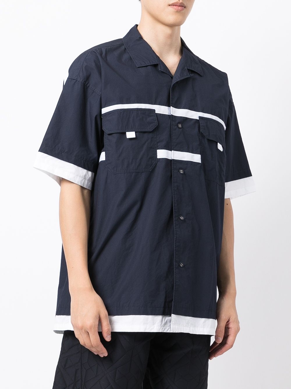 layered tape-detailing shirt - 3