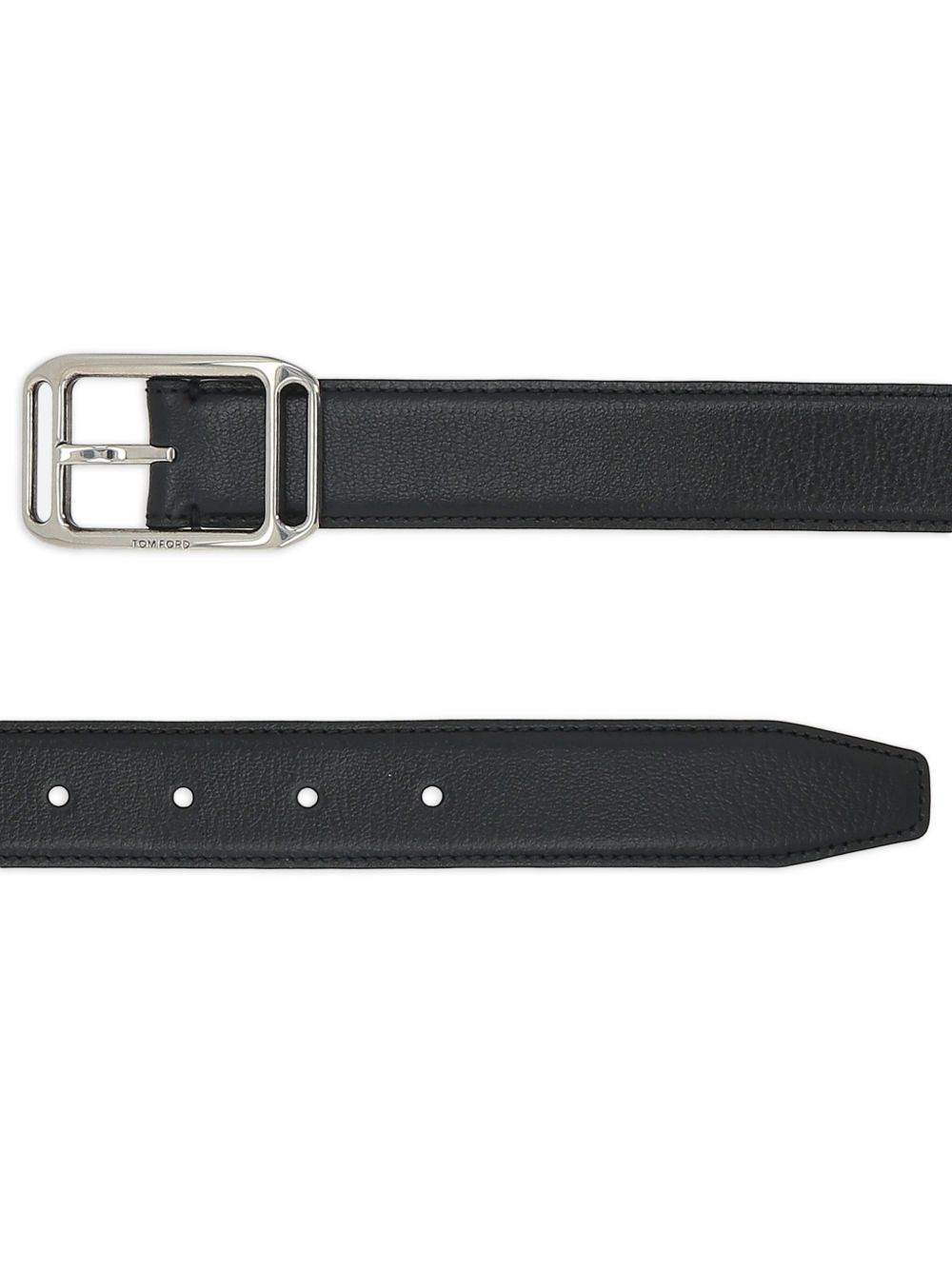 rectangle-buckle leather belt - 2