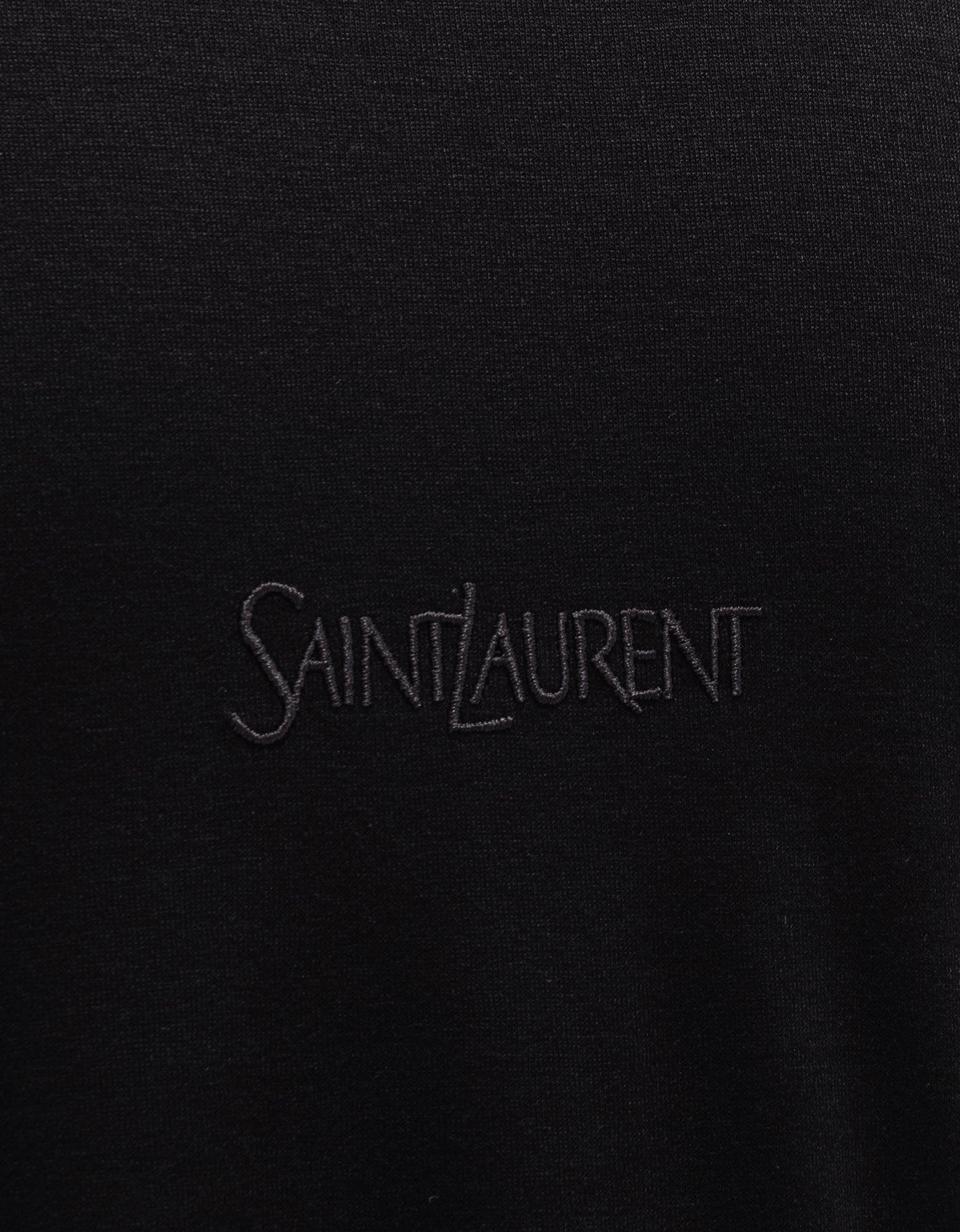 Saint Laurent Black Logo Embroidered T-Shirt - 5