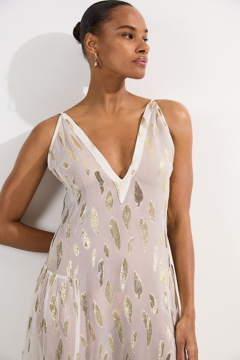 Beach Metallic Thread Strappy Maxi Dress 5