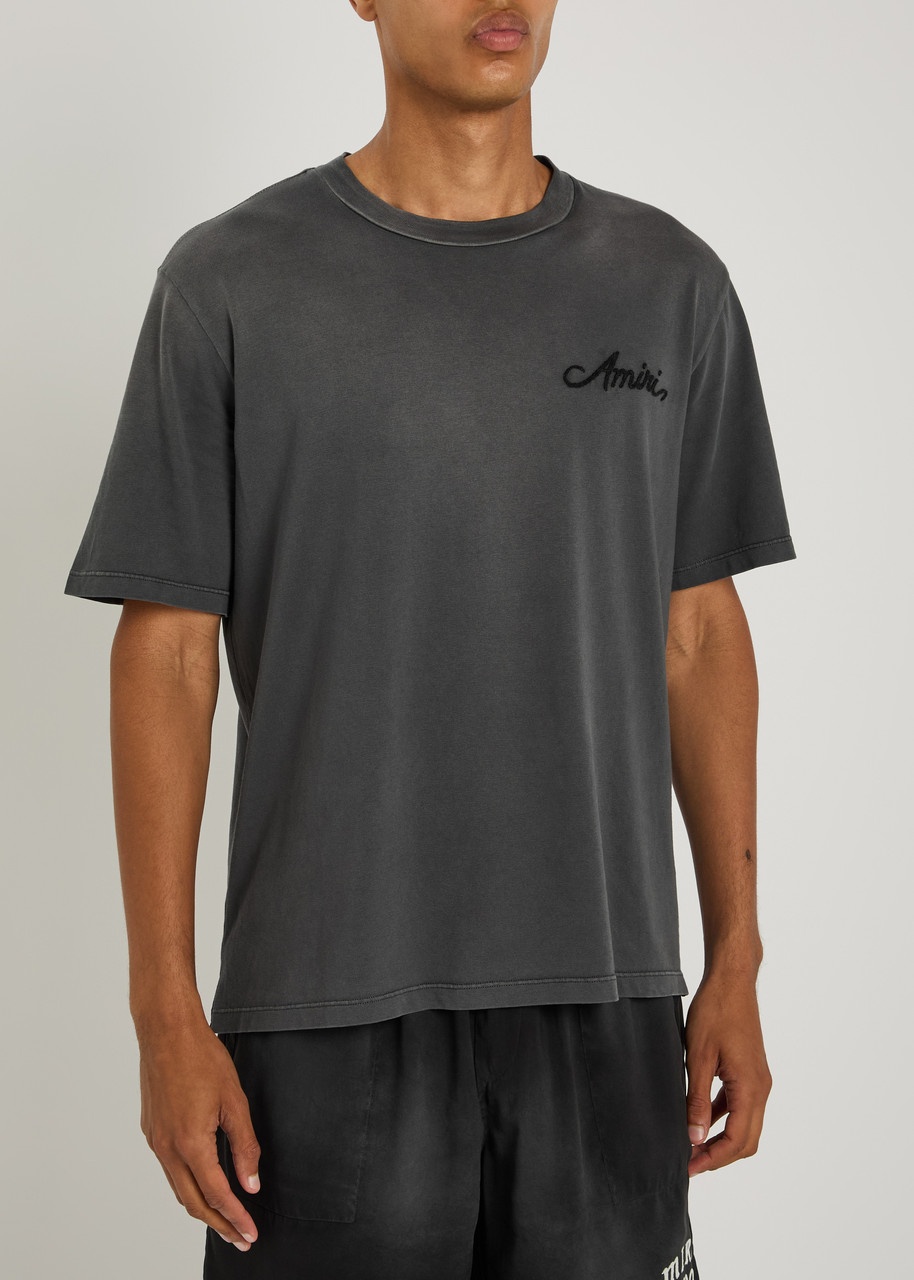Amiri Bleach Bandana Patch Logo Cotton T-shirt - 2
