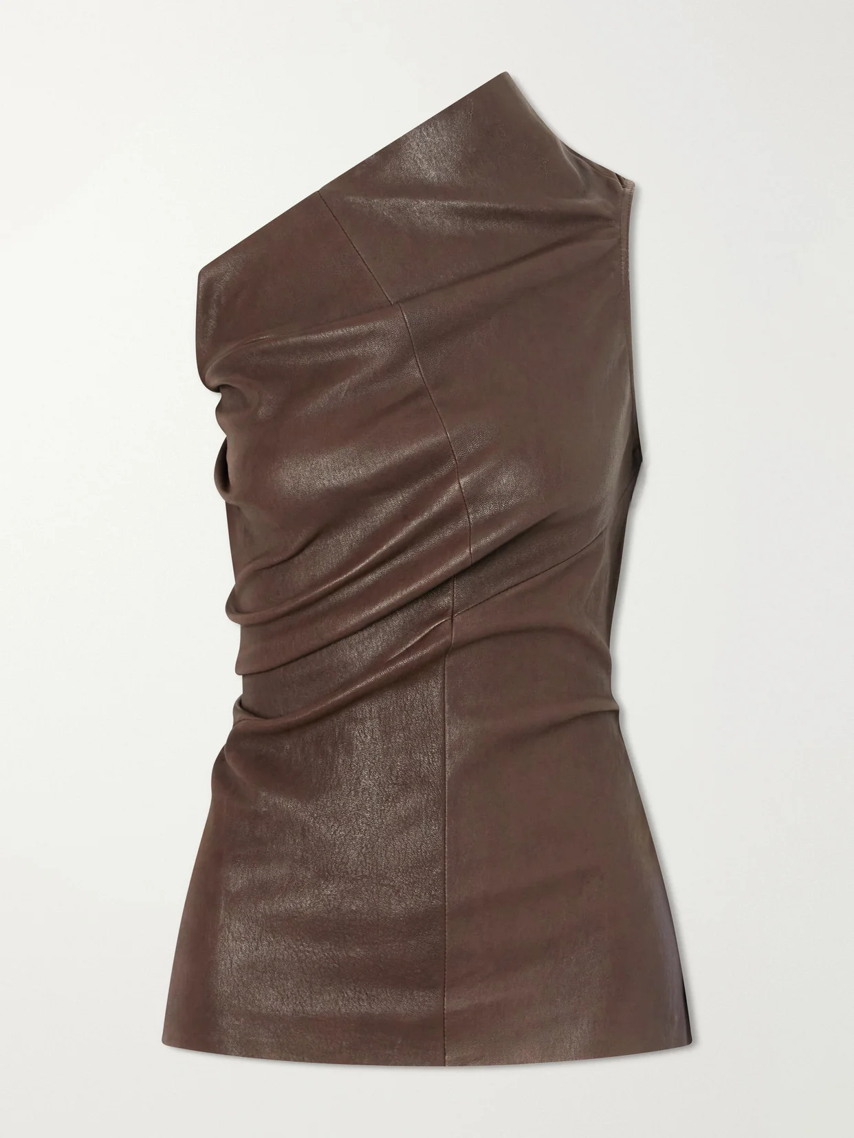 Athena One-shoulder Leather And Cotton-blend Tank - 1