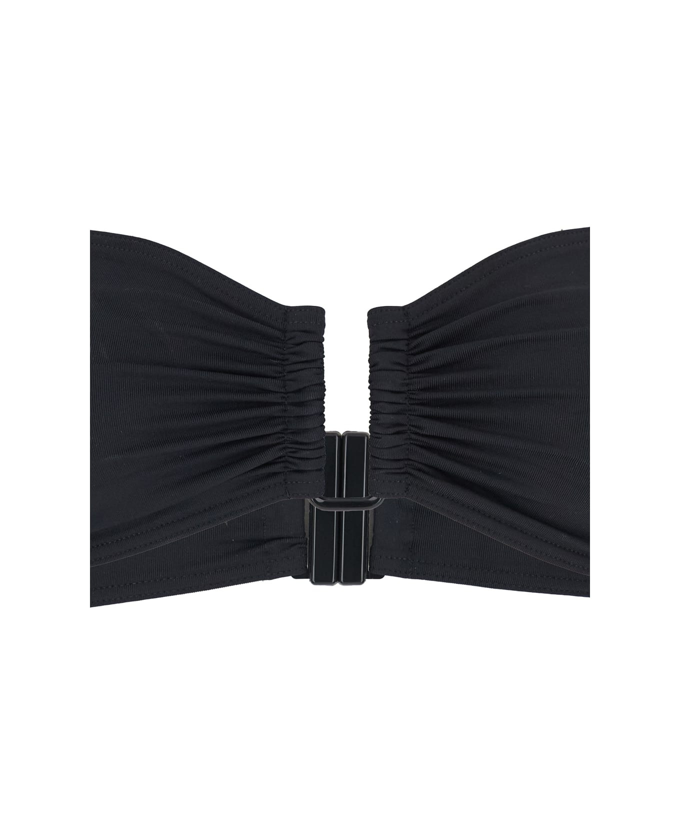 'show' Black Bikini Top With Rear Buckle Closure And Bandeau Design In Tech Fabric Stretch Woman - 3