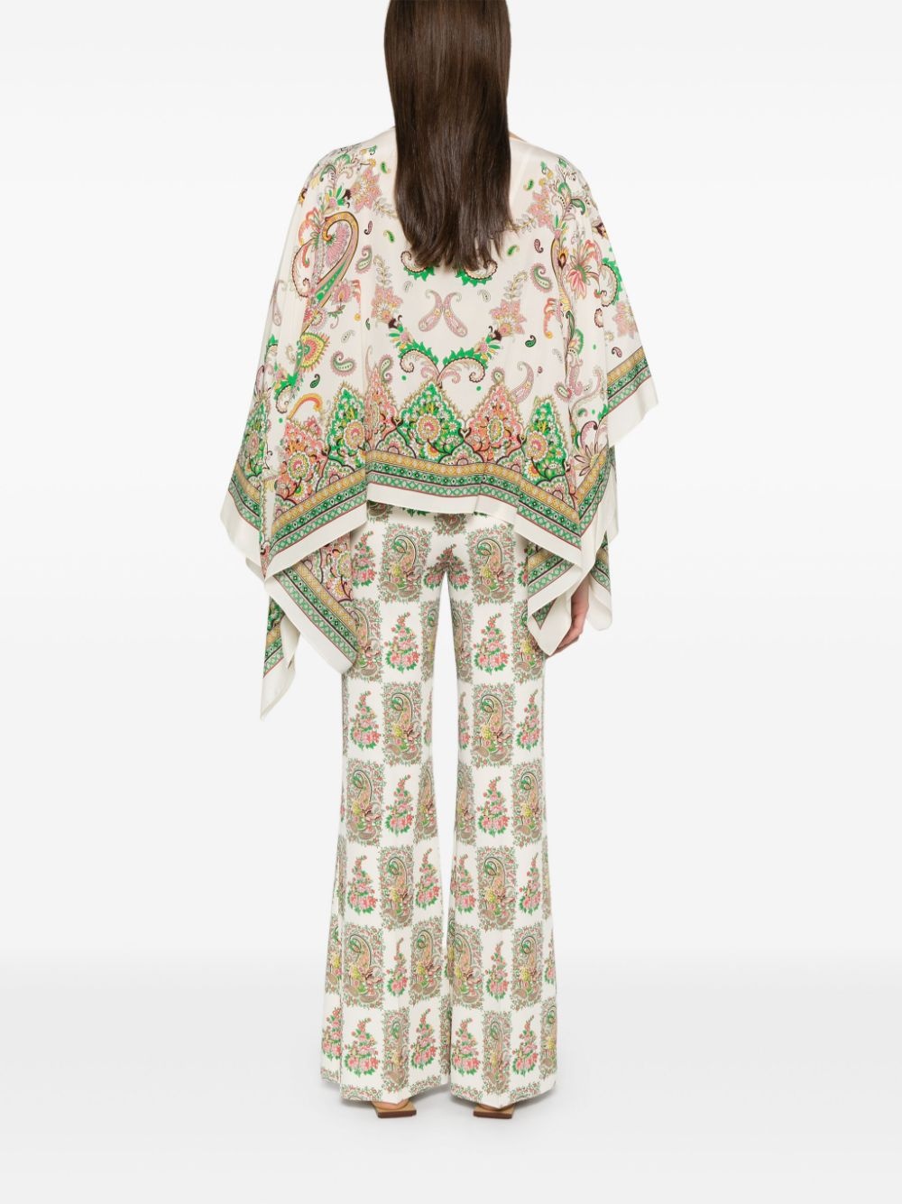 paisley-print silk poncho - 4