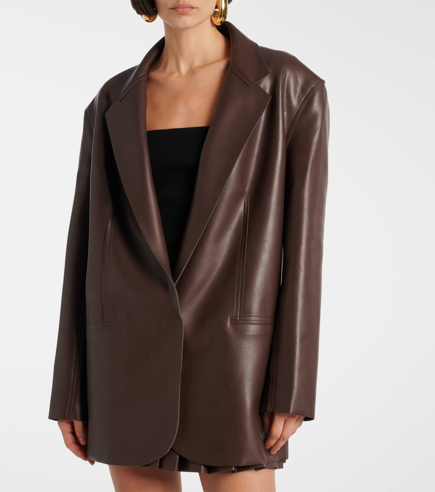 Oversized faux leather blazer - 7