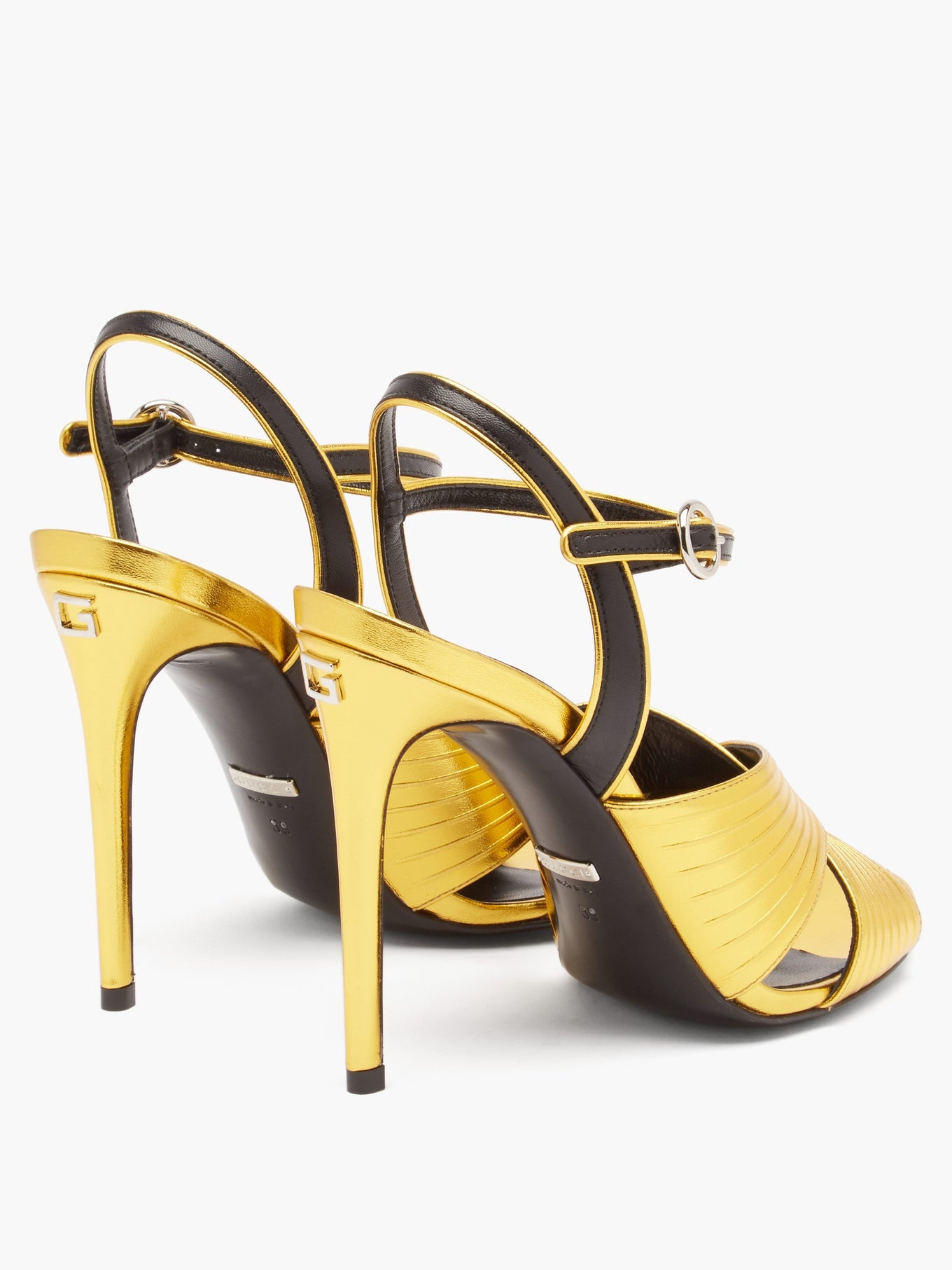 Betsy crossover metallic-leather sandals - 4