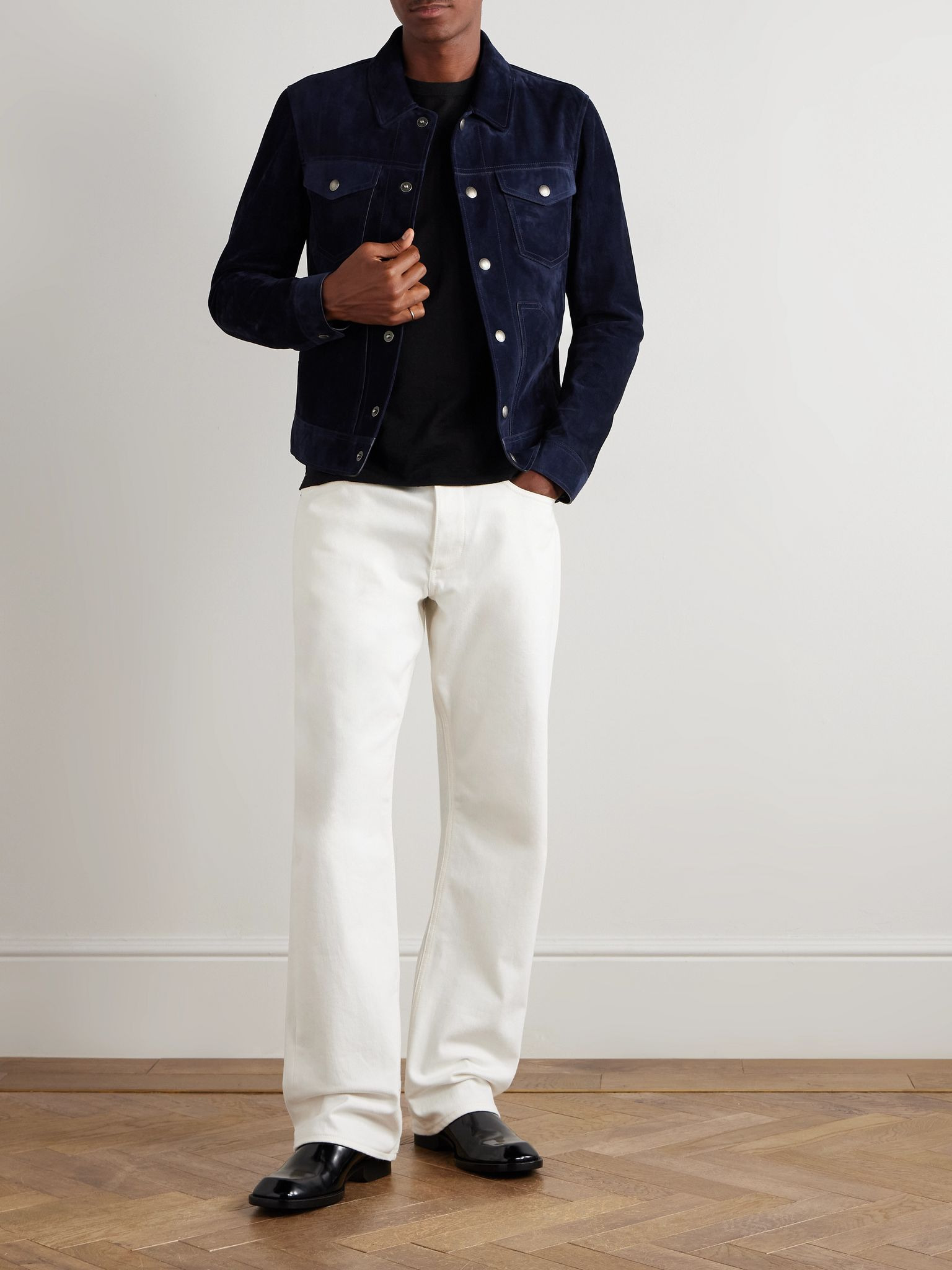 Slim-Fit Suede Jacket Blue - 2
