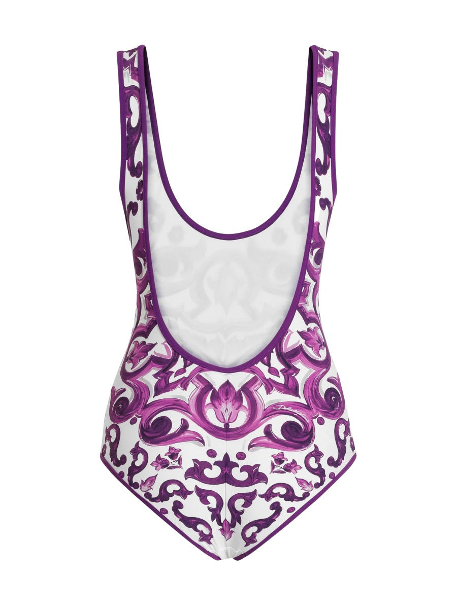 Dolce & Gabbana Women Majolica Print One Piece Swimsuit - 3