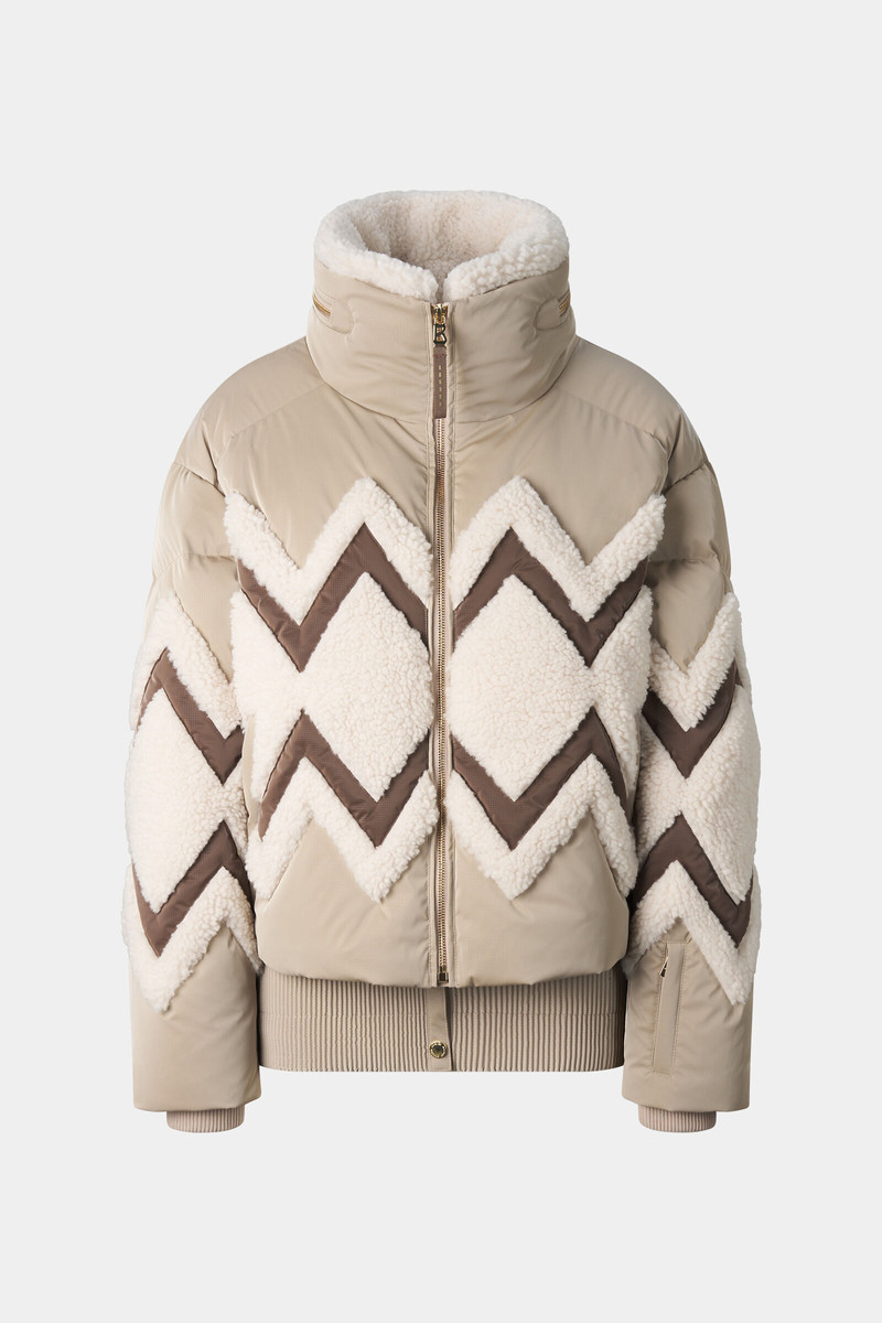 Vaia Down Ski Jacket in Camel/Off-White 1