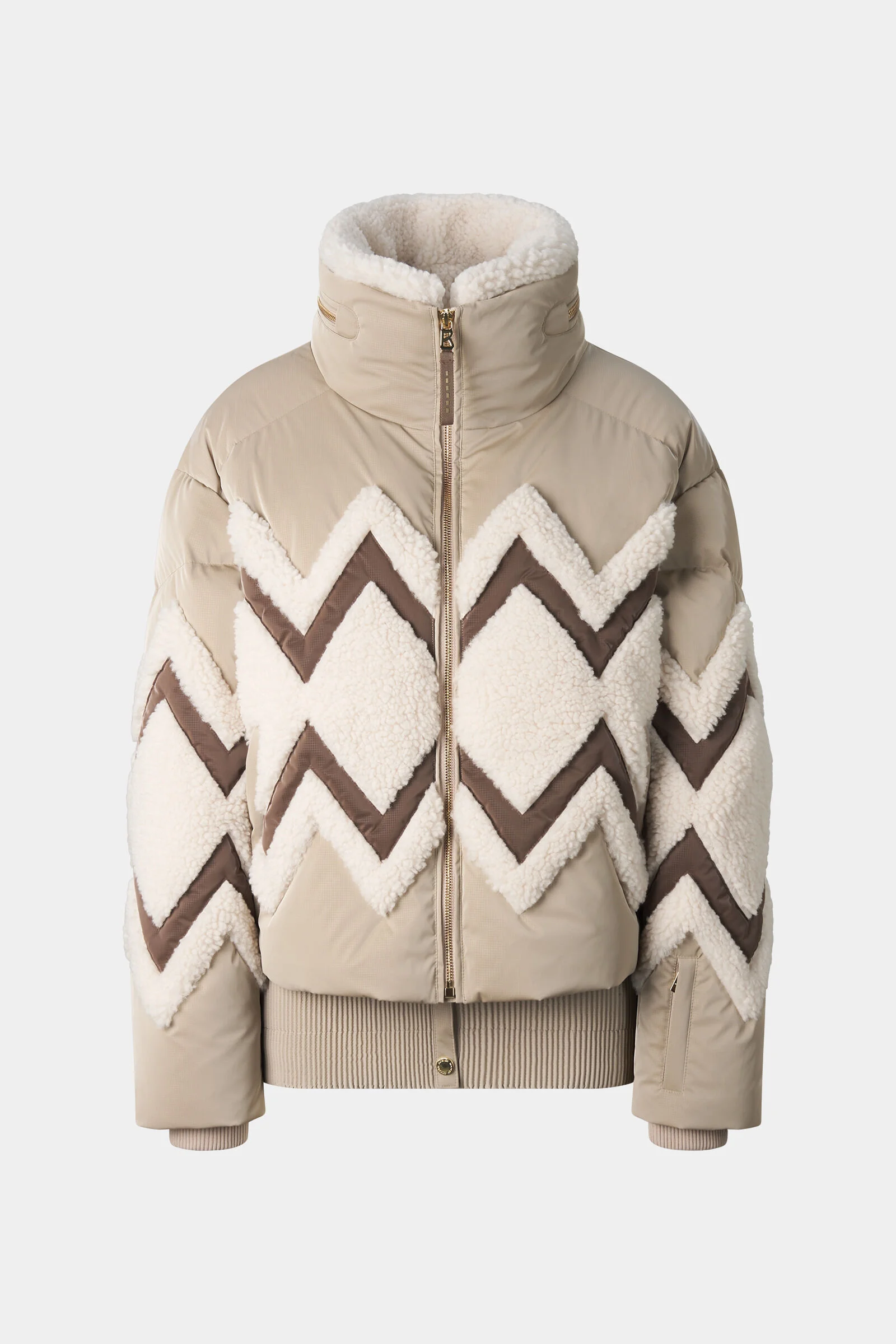 Vaia Down Ski Jacket in Camel/Off-White - 1