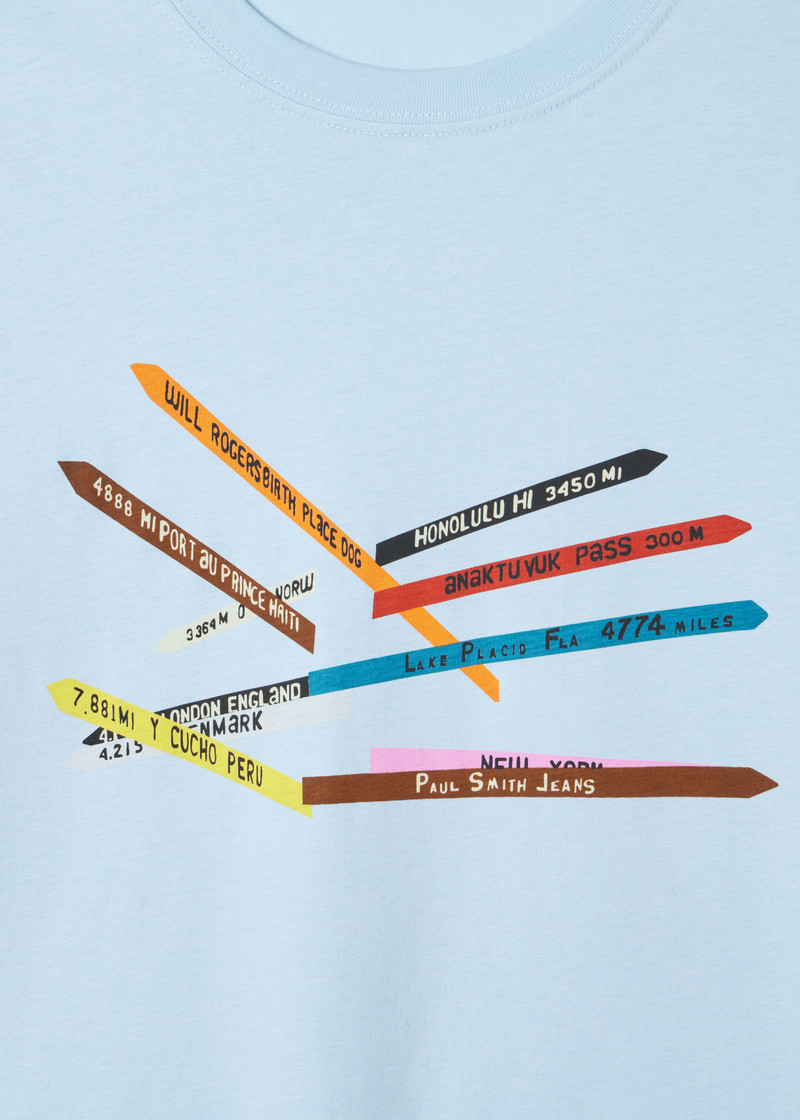 Paul Smith Light Blue 'Sign Posts' Print T-Shirt outlook