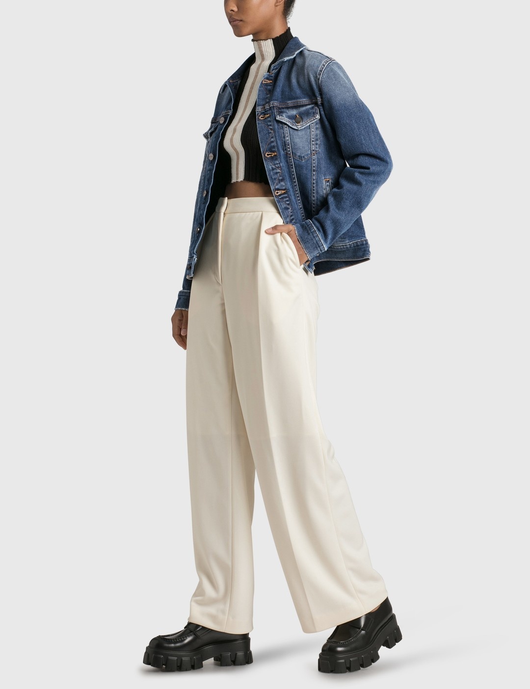 MOCK NECK KNITTED CROP TOP - 4