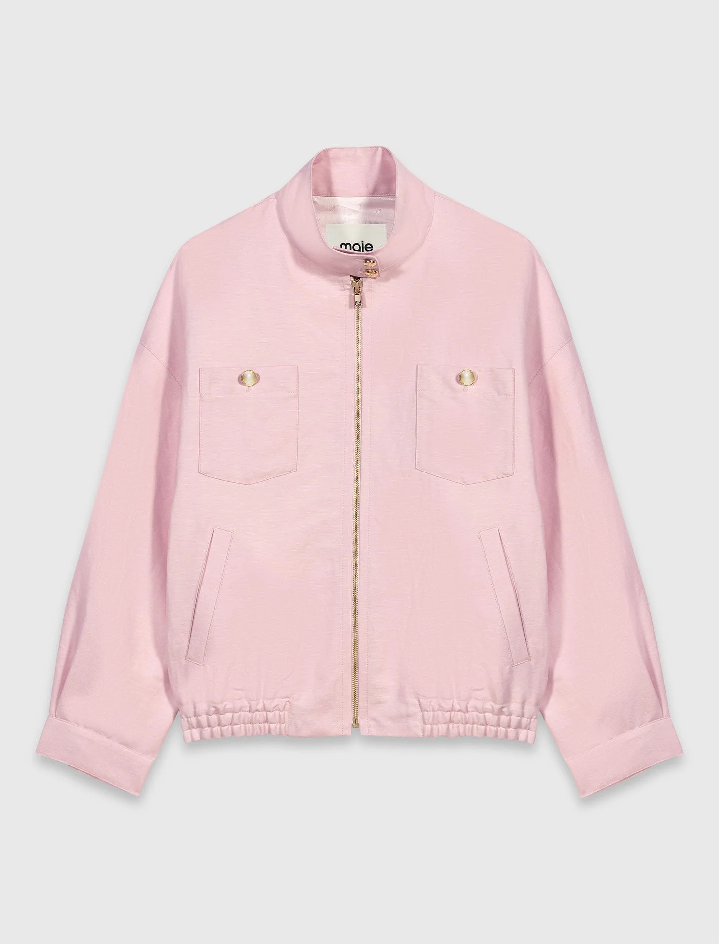 Linen blend bomber jacket - 1