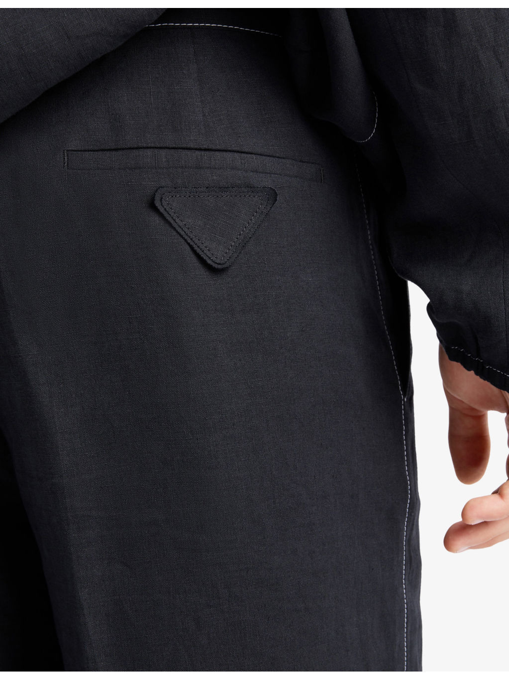 Triangle-Logo Tailored Linen Bermuda Shorts - 5