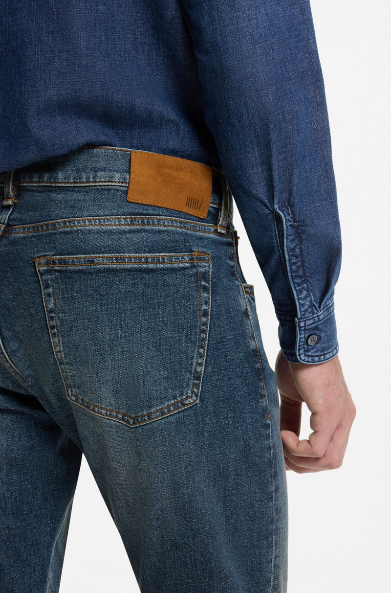 BECKHAM X BOSS SLIM-FIT JEANS IN BLUE STRETCH DENIM 5