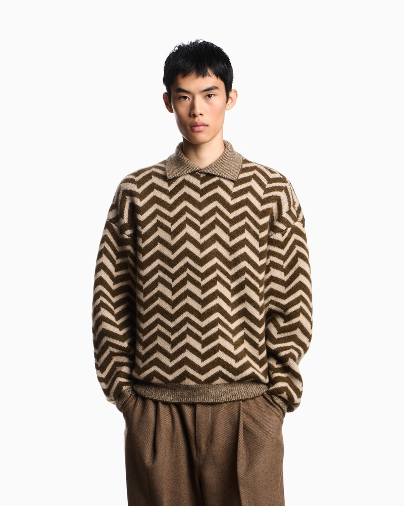 EMPORIO ARMANI JACQUARD WOOL-BLEND JUMPER WITH A CHEVRON MOTIF outlook